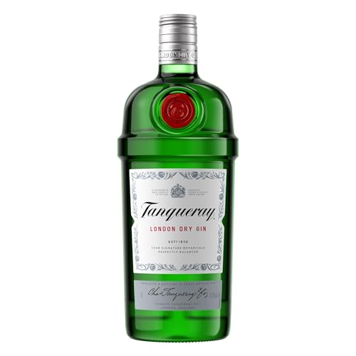 Tanqueray London Dry Gin | 41.3% vol | 1L | Award-Winning Premium Spirit | Distilled 4 Times | Made with 4 Gin Botanicals | Enjoy with Ice & Tonic