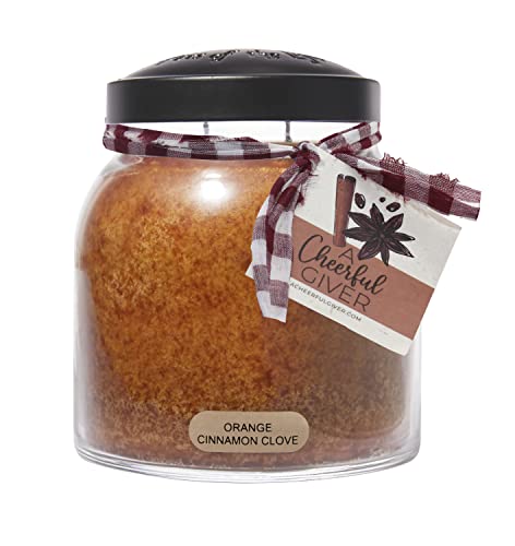 A Cheerful Giver — Orange Cinnamon Clove - 34oz Papa Scented Candle Jar with Lid - Keepers of the Light - 155 Hours of Burn Time, Gift for Women, Orange