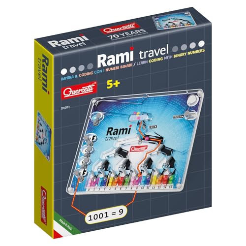 Quercetti Coding Game Mini RAMI, With Rami Travel you will have to maneuver levers and controls, with proper co-ordination, to reach the coloured balls the right arrival boxes