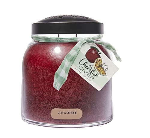 A Cheerful Giver - Juicy Apple - 34oz Papa Scented Candle Jar with Lid - Keepers of the Light - 155 Hours of Burn Time, Gift for Women, Red