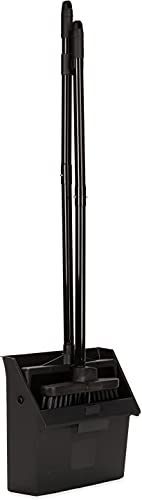 SPARTA Duo-Pan Upright Dust Pan and Broom Set, Essential Cleaning Tools for Home and Commercial Use, 36" Handle, 1 Count, Black