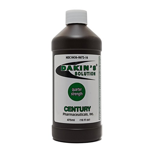 Dakin's Solution Quarter-Strength 0.125% Sodium Hypochlorite Wound Cleanser for Acute and Chronic Wounds, Non-cytotoxic Antimicrobial No-Rinse Gentle Formula, Safe for Home or Clinical Use, 16 oz