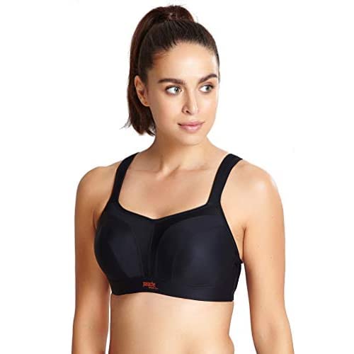 Panache Women's Power 5021 Underwire Padded Sports Bra |Black,34D| High Impact Sports Bra for Large Breasts, Racerback Support