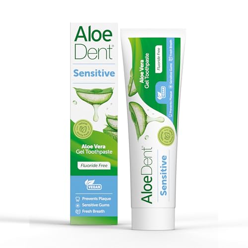 Aloe Dent - Sensitive Aloe Vera Gel Toothpaste - Fluoride Free - Prevents Plaque, Supports Sensitive Gums & Freshens Breath - Vegan, Cruelty Free & SLS Free - 100ml - 1 Pack