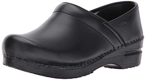 Sanita PU-Coated Leather Clogs for Women - Arch Support, Durable, Closed-Back, APMA-Approved Slip-On Shoes - Black, Womens 9.5-10