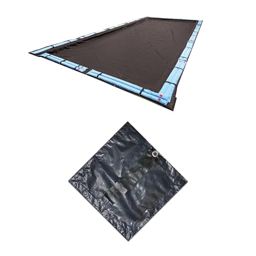 Blue Wave Bronze 20 ft x 40 ft Rectangular Winter In Ground Pool Cover – Blocks Debris & Sunlight with 8-Year Protection for Off-Season - With Solid Polyethylene Shield, 4 ft Overlap, Cable, Winch