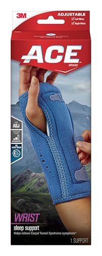 ACE Night Wrist Sleep Support, Adjustable, Blue, Helps Provide Relief from Symptoms of Carpal Tunnel Syndrome, and other Wrist Injuries