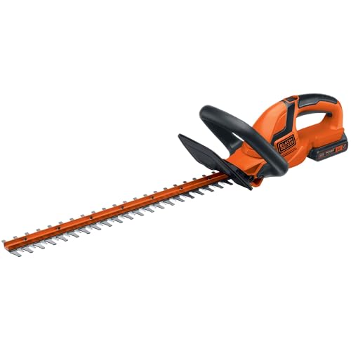BLACK+DECKER 20V MAX Cordless Hedge Trimmer, Battery and Charger Included, 22 Inch Steel Blade Lightweight Bush Trimmer,