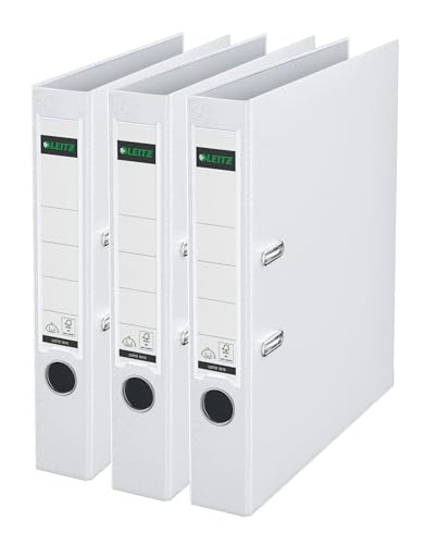 (-35%) Leitz Qualitäts-Ordner 180° Plastik, 3er Pack, das Original, DIN A4 Aktenordner 5 cm schmal, 90% Recycling-Karton, 30% Pre-Consumer Recycling-Kunststoff, Mit 180° Mechanik, 350 Blatt, Weiß, 310345001