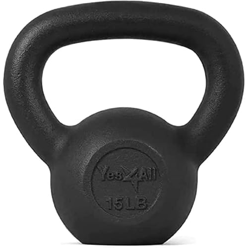Yes4AllCast Iron Kettlebell, Strength Training Kettlebells 5-80 Lb (5,10,15,20,25,30,35,40,45,50,60,70,80 Lb) for Full 