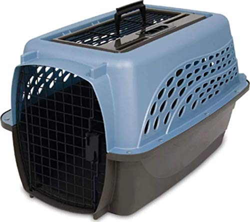 Petmate Dog Crates for Small Dogs & Cat Carriers, Two-Door Plastic Pet Kennel, Top & Front Loading, Made in USA, 24", Blue