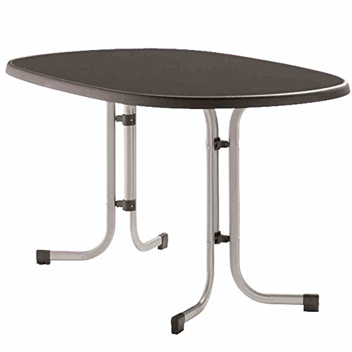 (-36%) Sieger 252/A Boulevard-Klapptisch mit mecalit-Pro-Platte 140 x 90 cm, Stahlrohrgestell graphit, Tischplatte Schieferdekor anthrazit