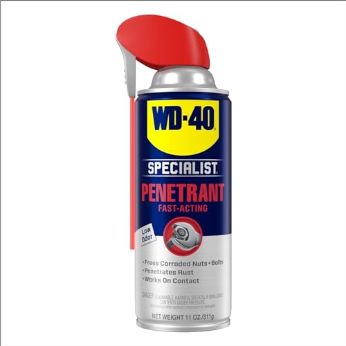 WD-40 Specialist Penetrant with Smart Straw, Penetrant for Metal, Rubber and Plastic Threads, Locks and Nuts, Industrial Strength Fast-Acting Formula, 11 Oz.