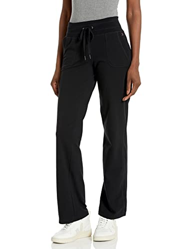 Danskin Women's Straight Leg Drawcord Athletic Pants, Black, Large