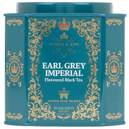 Harney & Sons HRP Earl Grey Imperial Tea Tin | 30 Sachets, Historic Royal Palaces Collection (Tin Design May Vary)