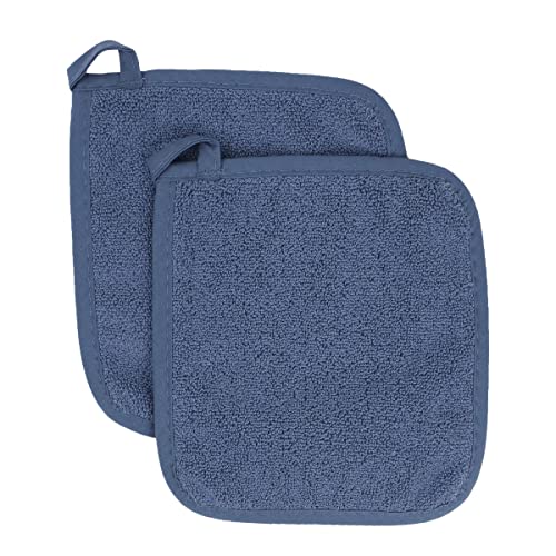 RITZ Terry Potholder & Hot Pad: Unparalleled Heat Resistant, Durable 100% Cotton – Ergonomically Designed for Optimal Grip – Easy-Care Machine Washable – 2-Pack, Federal Blue
