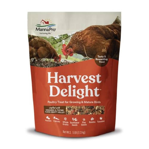 Manna Pro Harvest Delight - Whole Ingredient Chicken Treat - Harvest Mix of Grains, Raisins, Tomatoes, Carrots, Sunflower Seeds - Mixed Flock Poultry Treat - 2.5 lbs