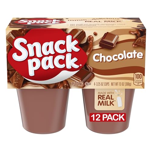 Snack Pack Chocolate Pudding Cups, Lunchbox Snack, 4 Count, 12 Pack