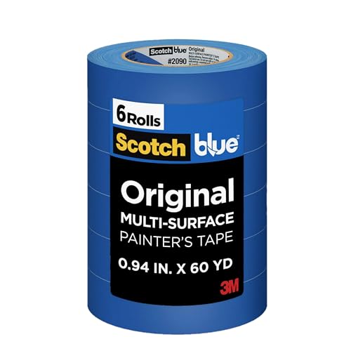 ScotchBlue Original Multi-Surface Painters Tape, 1 Inch Wide (0.94 In. x 60 Yds), 6 Rolls, Blue Paint Tape Protects Surfaces and Removes Easily, Masking Tape for Indoor and Outdoor Use (2090-24EP6)