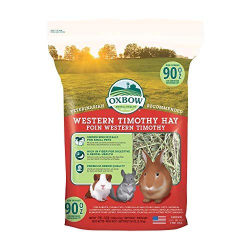 Oxbow Animal Health Western Timothy Hay, Guinea Pig Hay, Small Pet Bunny Supplies, All Natural Grass for Guinea Pig, Bunny, Chinchilla & Hamster, Oxbow Rabbit Supplies for Bunnies, 90 oz. bag