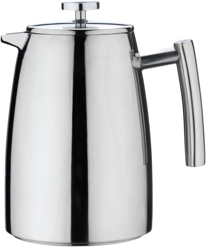 🔥 STARKER PREIS (-32%) Café Stål Belmont Doppelwandiger Kaffeebereiter aus hochwertigem 18/10 Edelstahl – 6 Mokktassen, 800ML, Hochglanzpolitur, Tamper