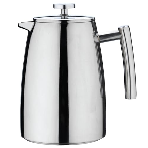 🔥 STARKER PREIS (-12%) Café Stål Belmont Doppelwandiger Kaffeebereiter aus hochwertigem 18/10 Edelstahl – 3 Mokktassen, 350ML, Hochglanzpolitur, Tamper