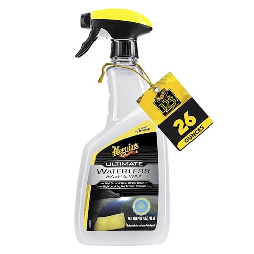Meguiar's Ultimate Waterless Wash & Wax, Scratch-Free Waterless Car Cleaning Spray That Makes Detailing Quick and Easy, 2-in-1 Cleaner and Protection to Help Your Ride Shine, 26 Oz