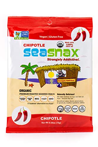 SeaSnax Organic Roasted Seaweed Nori Sheets, Chipotle, 0.54 Ounce