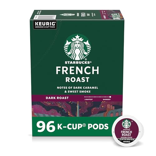 Starbucks K-Cup Coffee Pods, Dark Roast Coffee, French Roast for Keurig Brewers, 100% Arabica, 4 boxes (96 pods total)