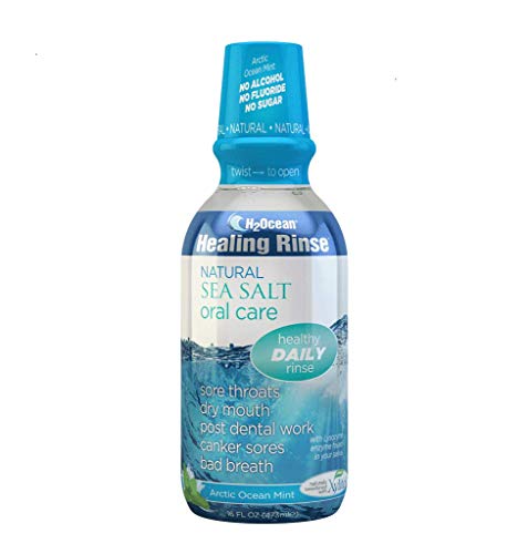 H2Ocean Healing Rinse Natural Sea Salt Oral Care - Mouth Rinse for Oral Care - Great for Piercings, Sore Throats & Gum Health - Alcohol- & Fluoride-Free Mouthwash - Arctic Ocean Mint, 16 oz