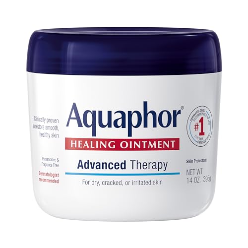 Aquaphor Healing Ointment, Advanced Therapy Skin Protectant, Multi-Purpose Healing Ointment and Body Moisturizer, For Dry, Cracked Skin, Minor Cuts and Burns, 14 Oz Jar