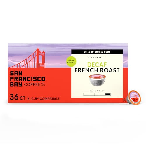 San Francisco Bay Compostable Coffee Pods - DECAF French Roast (36 Ct) K Cup Compatible including Keurig 2.0, Dark Roast, Swiss Water Processed
