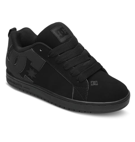 DC Tênis masculino Court Graffik casual de cano baixo para skate, Preto/Preto/Preto, 40