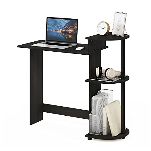 Furinno COMPACT Desk, 28.5" Wide Gaming Desk with Shelves, Computer Desk with Book Shelf, Office Desk for Home Offi