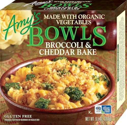 Amy's Frozen Meals, Broccoli and Cheddar Cheese Bake, Made With Organic Rice Pasta and Veggies, Gluten Free Microwave Meals, 9.5 Oz