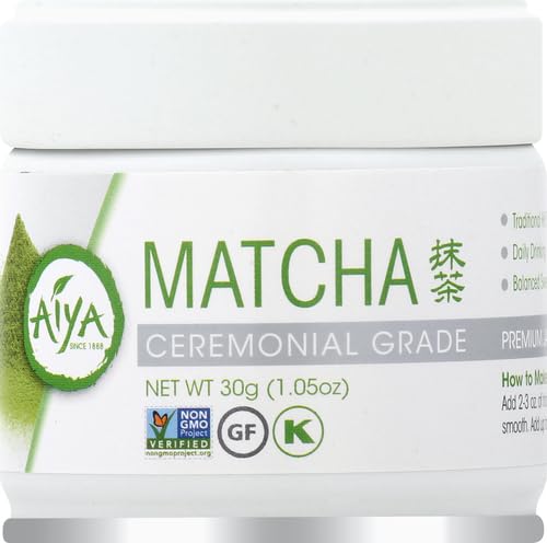 Aiya Authentic Japanese Premium First Harvest Ceremonial Grade Matcha Green Tea Powder - Vegan-Friendly, Zero Sugar, Gluten-Free - 30g Tin