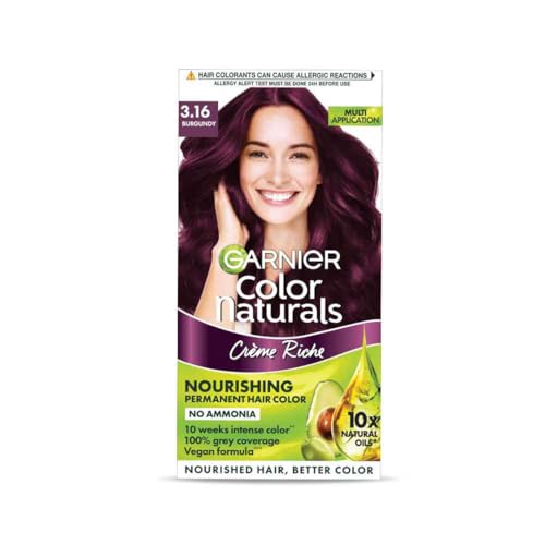 Hair Colouring Creme, Long-lasting Colour, Smoothness & Shine, Color Naturals, Shade: 3.16 Burgundy, 70ml + 60g