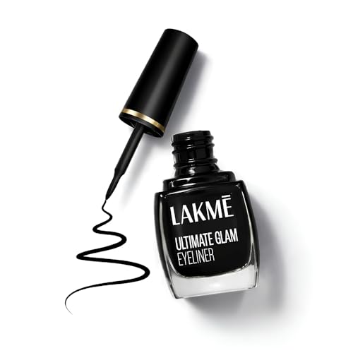 Lakme Ultimate Glam Eye Liner, Semi Matte, Quick drying, Water resistant & Smudgeproof Eye Liner, Black, 9ml
