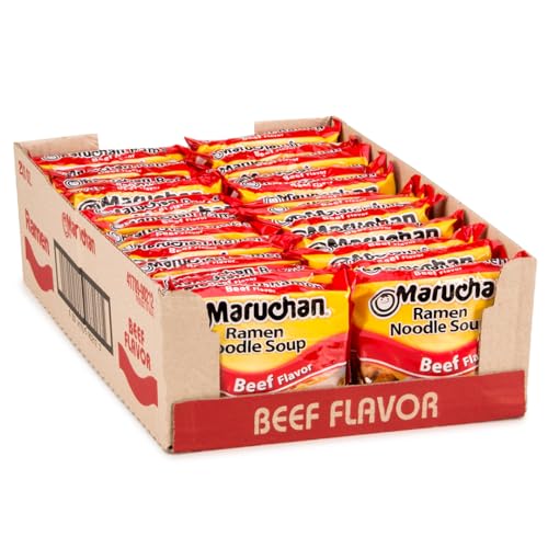 Maruchan Ramen Beef, Instant Ramen Noodles, Ready to Eat Meals, 3 Oz, 24 Count