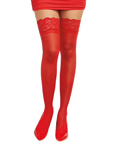 Dreamgirl Women’s Sheer Thigh High Pantyhose, Hosiery, Nylons, Stockings with Comfort Lace Top Anti-Slip Silicone Elastic Band