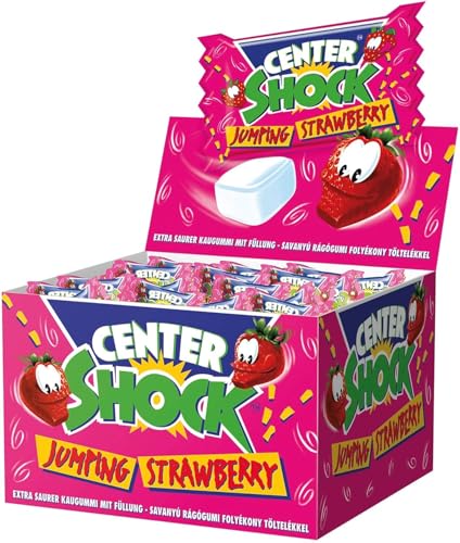 (-32%) Center Shock Jumping Strawberry, Box mit 100 Kaugummis, extra-sauer mit Erdbeer-Geschmack, geeignet für Geburtstag, Pinata, Partys, Weihnachten und Halloween, 400g