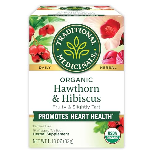 Traditional Medicinals Tea, Organic Hawthorn & Hibiscus, Promotes Heart Health, 16 Tea Bags