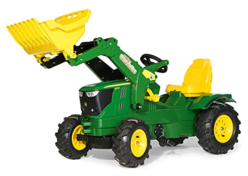 🔥 STARKER PREIS (-27%) Rolly Toys rollyFarmtrac John Deere 6210R Trettraktor (für Kinder 3-8 Jahre, Luftbereifung, Frontlader, Sitz verstellbar) 611102, grün