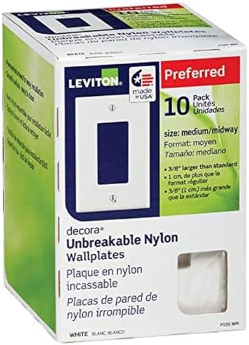 Leviton 1-Gang 1-Decora Midway Nylon Wallplate 10 Pack, PJ26-WM, White