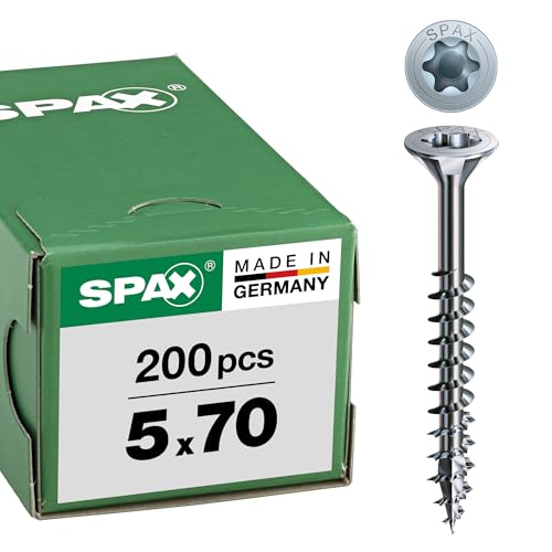 (-27%) Spax Universalschraube, 5 x 70 mm, 200 Stück, Teilgewinde, Senkkopf, T-Star Plus T20, 4CUT, WIROX - 0191010500705