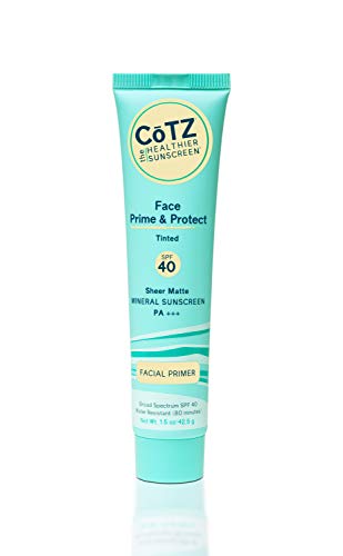 COTZ Face Prime & Protect Tinted Mineral Sunscreen and Facial Primer Broad Spectrum SPF 40; PA+++ 1.5 oz / 42.5 g.