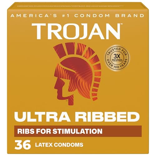 TROJAN Condoms Ultra Ribbed for Ultra Stimulation, 36 Count Pack