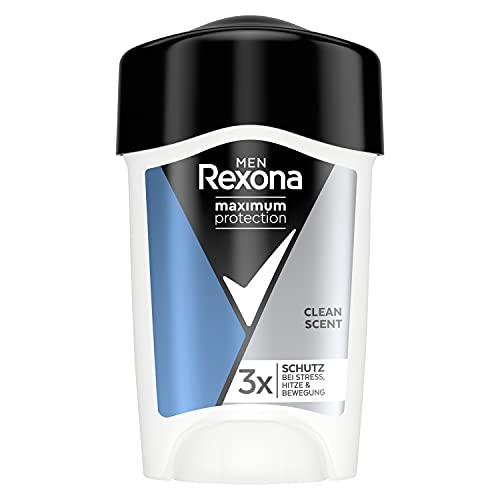 🔥 SELTEN SO GÜNSTIG (-42%) Rexona Men Maximum Protection Anti Transpirant Deo Creme Clean Scent Deodorant mit 96 Stunden Schutz gegen starkes Schwitzen und Geruch mit 3x Schutz bei Stress, Hitze & Bewegung 45 ml