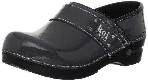 Sanita Lindsey Patent Leather Clogs for Women - Arch Support, Durable, APMA-Approved Slip-On Shoes - Steel, Women 6.5-7