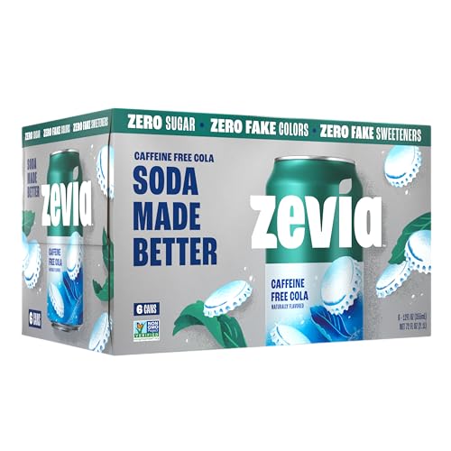 Zevia Zero Calorie Soda, Caffeine Free Cola, 12 fl oz Cans (Pack of 6)